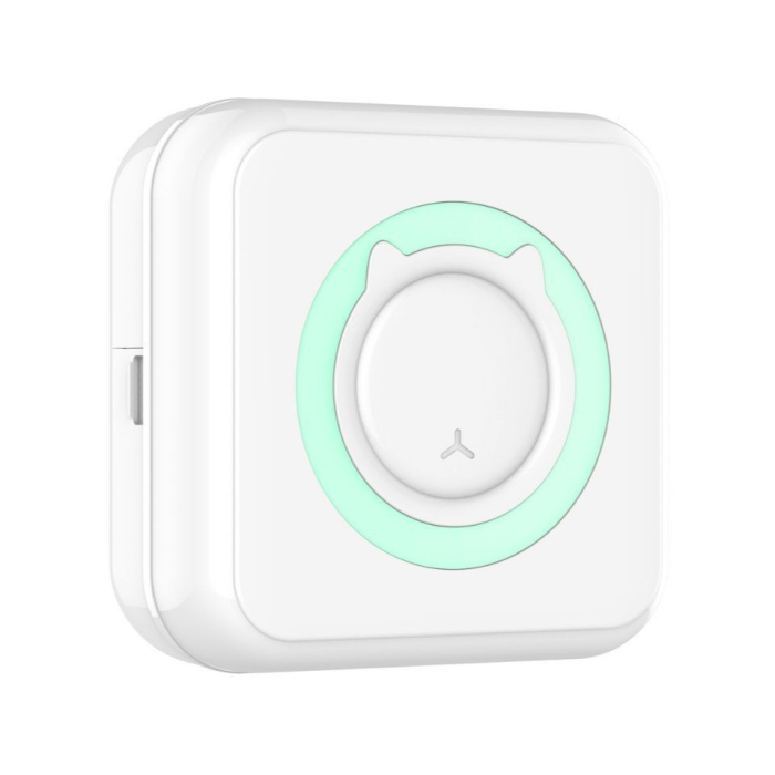 Mini Imprimanta Foto Portabila, , 5 Role de Hartie Termica, 5 Role Autocolante, 3 Role Colorate, Pixuri, Incarcare USB, Model Pisica, Alb Verde [5]