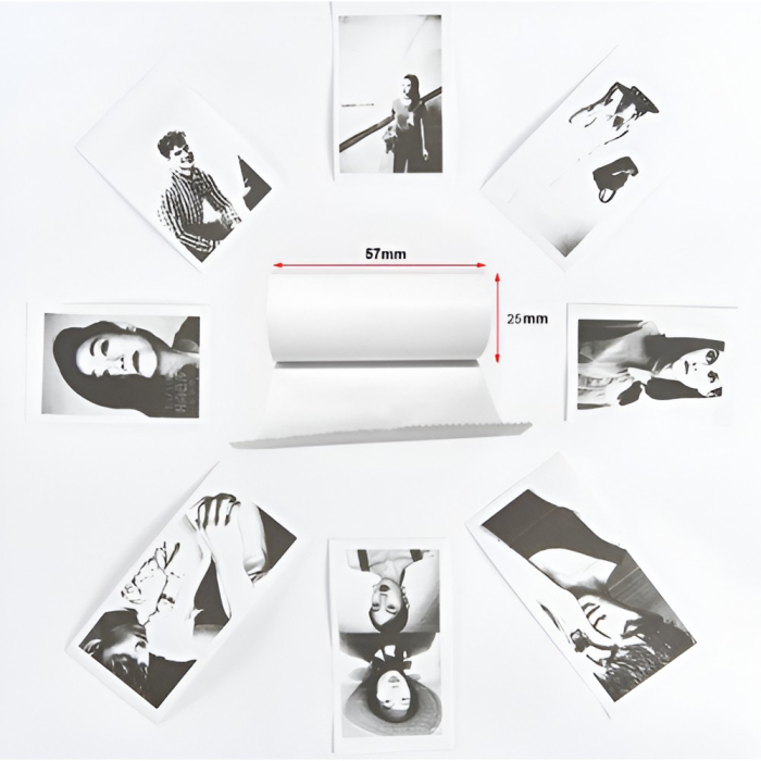 Mini Imprimanta Foto Portabila, , 5 Role de Hartie Termica, 5 Role Autocolante, 3 Role Colorate, Pixuri, Incarcare USB, Model Pisica, Alb Verde [3]