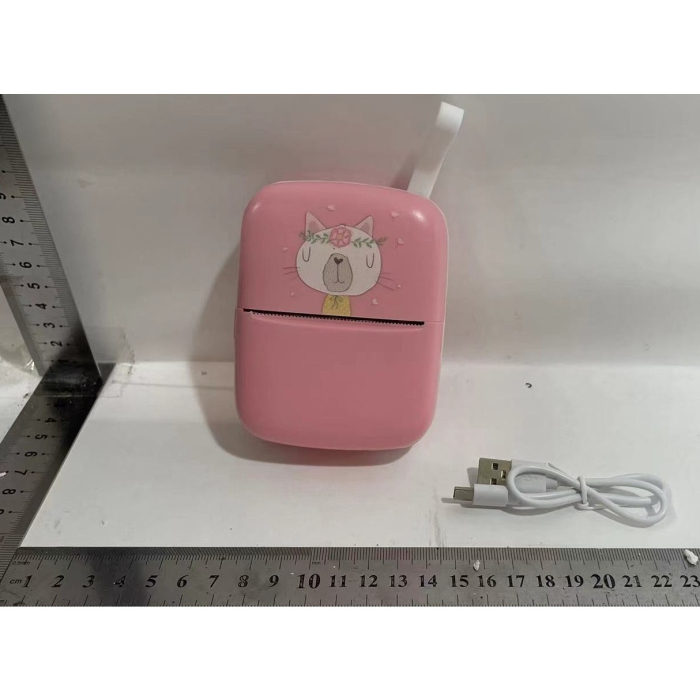 Mini Imprimanta Foto Portabila, , Incarcare USB, Bluetooth, Model Pisica, Print Alb-Negru, Roz [4]