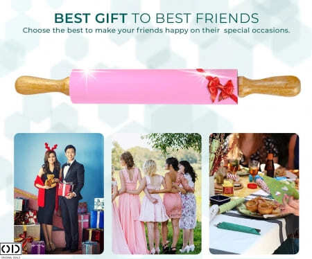 Sucitor din Silicon cu Ax Rotativ si Manere din Lemn de Bambus, pentru Modelat Aluatul, Calitate si Design Premium, 10cm [9]