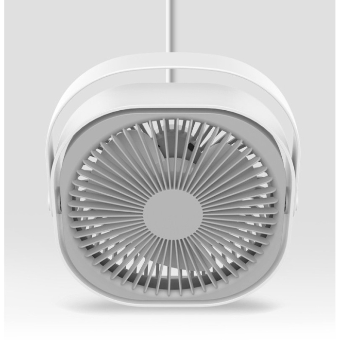 Mini ventilator pentru birou cu usb, , rotire 360 grade, 3 viteze, 4000 mA, 13.5 x 12,8, Gri [5]