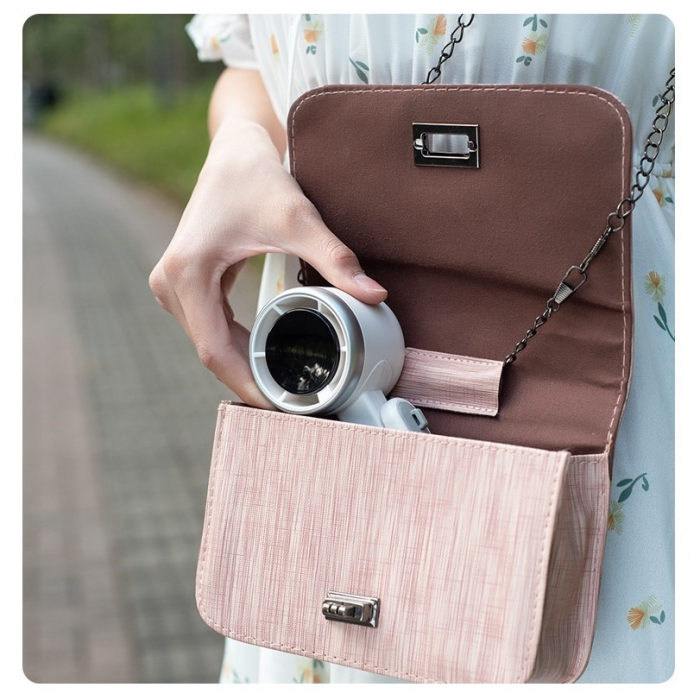 Mini Ventilator Portabil, , 5 Trepte de Viteza, Afisaj Digital, Incarcare USB, 5V, 2A, 5.95 x 5.2 x 17.2 cm, Verde [5]