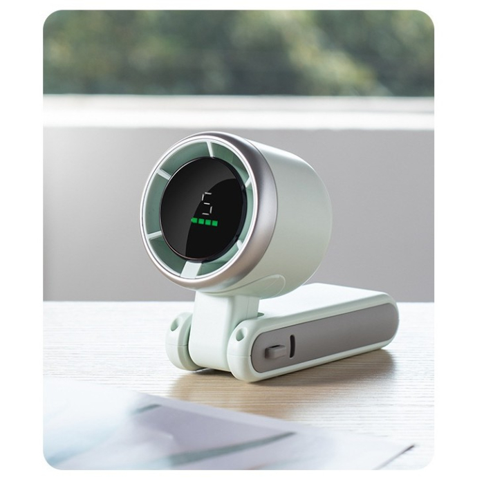 Mini Ventilator Portabil, , 5 Trepte de Viteza, Afisaj Digital, Incarcare USB, 5V, 2A, 5.95 x 5.2 x 17.2 cm, Verde [4]