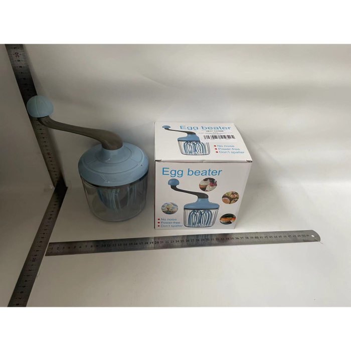 Mixer Manual, , pentru Oua Smantana Frisca Aluat, Maner Plastic, Usor de Utilizat si Depozitat, Bol Transparent, 24.5 x 11.5 cm Albastru [2]