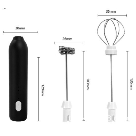 Mixer Spuma Lapte, , Electric cu Incarcare USB, Bauturi Calde/Reci, Maner Izolat Termic, Otel Inoxidabil, pentru Latte, Ciocolata Calda, Cappuccino, Frappe, Usor de Folosit, 2 Accesorii, Negru [2]