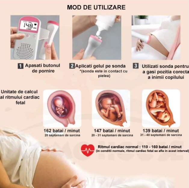 Monitor Fetal Doppler ORIGINAL DEALS, Ecran LCD 4.5 cm, Sonda 3 MHz, Portabil, 2 x AA Neincluse [6]