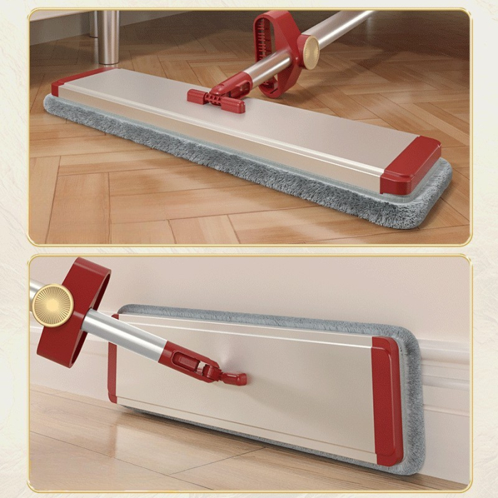 Mop Plat cu Laveta din Microfibra, , Pentru Uz Casnic, cu 2 Lavete Incluse, Sistem de Stoarcere, Tija Telescopica 130 cm, Rotire 360°, 42 x 130 cm, Rosu [7]