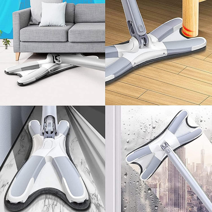 Mop Plat cu Laveta din Microfibra, , Pentru Uz Casnic, Sistem de Stoarcere X, Tija Telescopica 140 cm, Rotire 360°,38 x 140 cm, Verde [9]