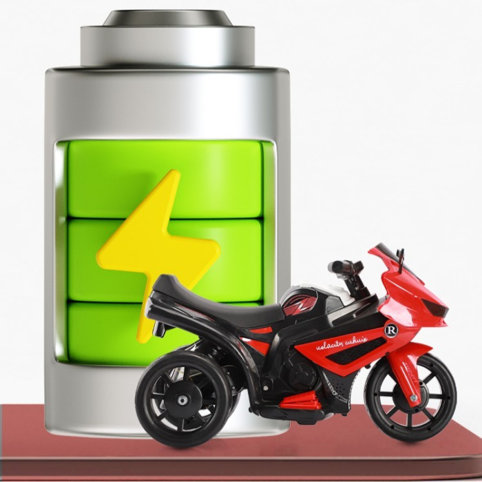 Motocicletă Electrică cu 3 Roti, , Acumulator Încarcare, Anti-Rasturnare, Lumini, Sunete, Off-Road, Baterie 6V 4.5Ah, 66x34x43cm, Rosu [5]