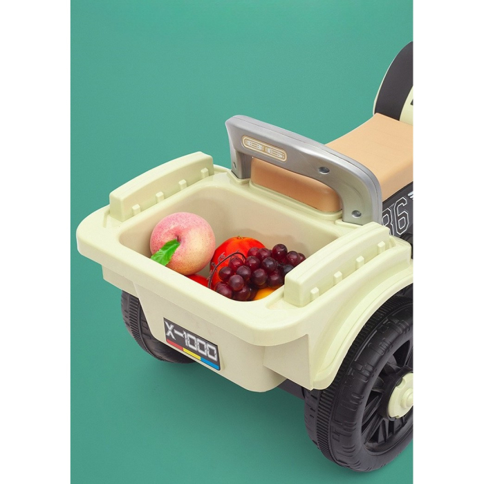 Motocicleta Electrica , cu Acumulator, cu Sistem Anti-Rasturnare, Sistem de Lumini si Muzica, Cutie de Depozitare, 1-8 Ani, 93 x 43 x 58 cm, Alb - Bej [10]