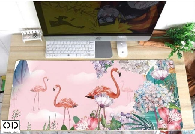 Mousepad Profesional pentru Gaming, 100 x 50 cm, Baza Cauciucata si Cusaturi Laterale, Compatibil Laptop sau Calculator, Premium, Flamingo, Original Deals® [2]
