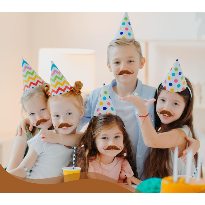 Mustata Falsa pentru Deghizari, , Petreceri Tematice, din Panza, Autoadeziv, 13 x 10 cm, Model Curbat, Maro [2]