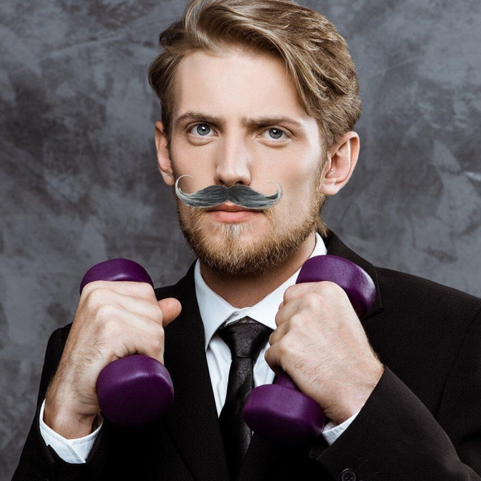 Mustata Falsa pentru Deghizari, , Petreceri Tematice, din Panza, Autoadeziv, 13 x 4 cm, Model Grizonat 1, Negru/Alb [3]