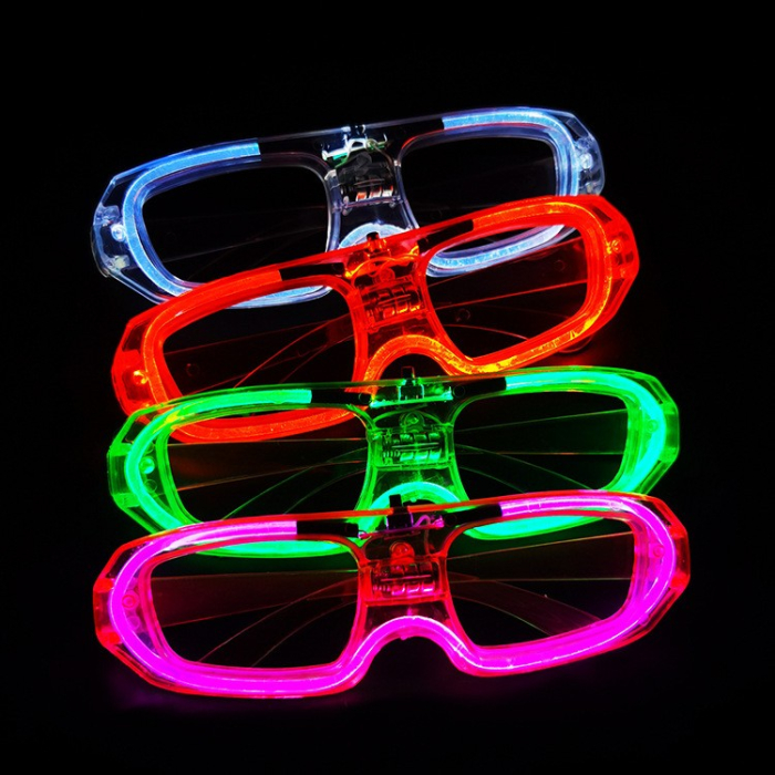 Ochelari de Petrecere cu LED, , Model Neon, din Plastic, 3 Moduri de Iluminat, Marime Universala, Multicolor [10]