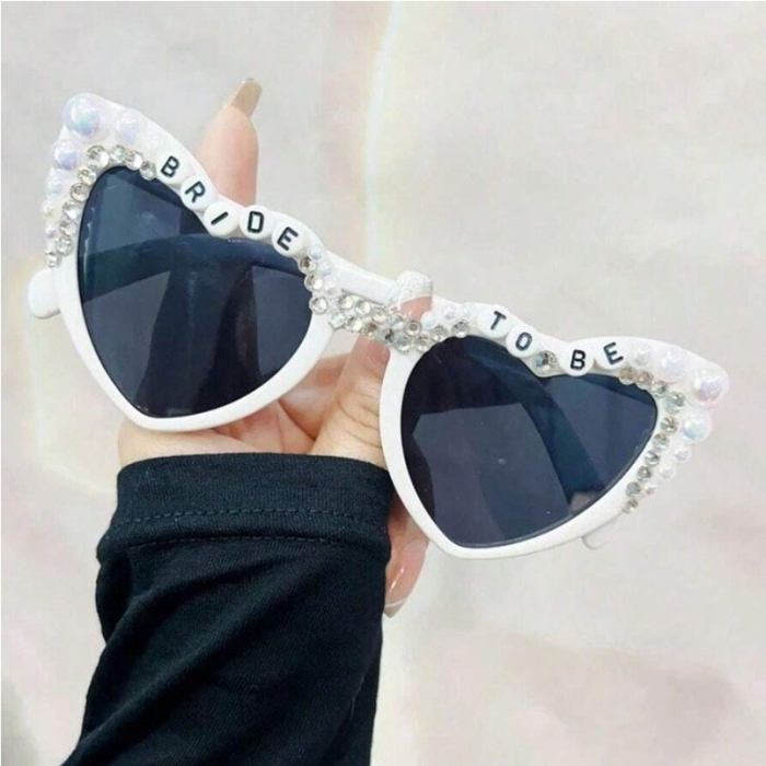 Ochelari Decorativi, , Model Bride to Be, cu Perle, pentru Nunta, din PC, 15.3 x 5.7 x 14.5 cm, Alb [2]