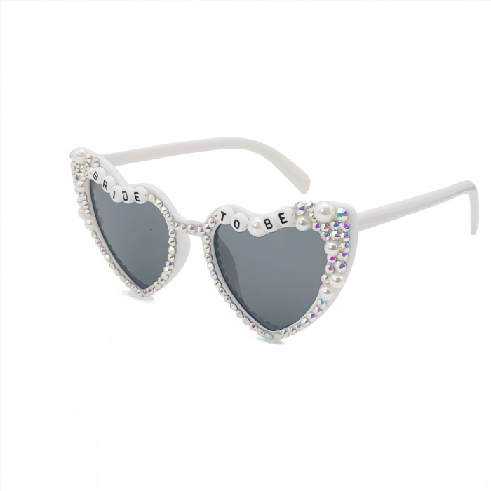 Ochelari Decorativi, , Model Bride to Be, cu Perle si Diamante, pentru Nunta, din PC, 15.3 x 5.7 x 14.5 cm, Alb [3]