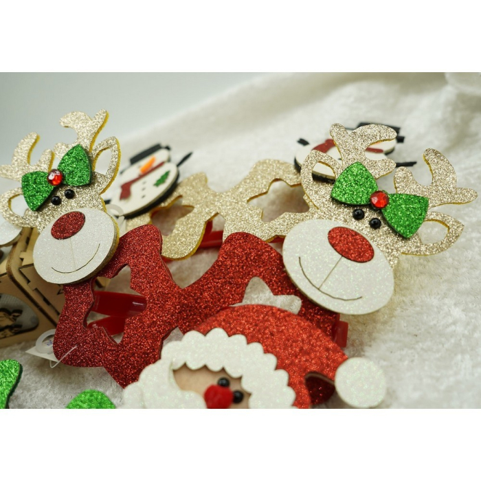 Ochelari petrecere de Craciun, forma Stea cu Ren , Rosu, din Plastic si Poliester,  [8]