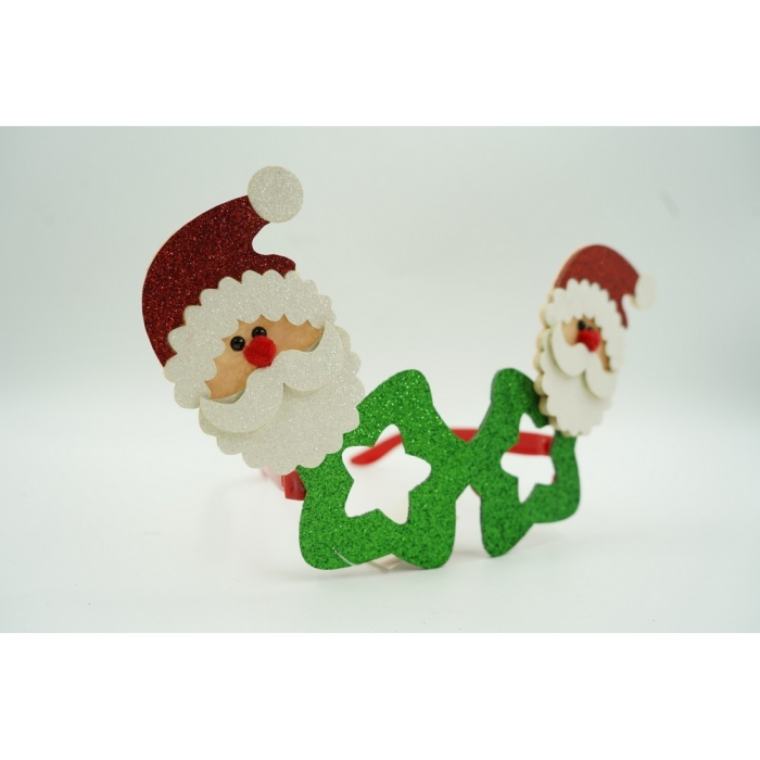 Ochelari petrecere de Craciun, tip Stea cu Mos Craciun, Verde, din Plastic si Poliester,  [7]