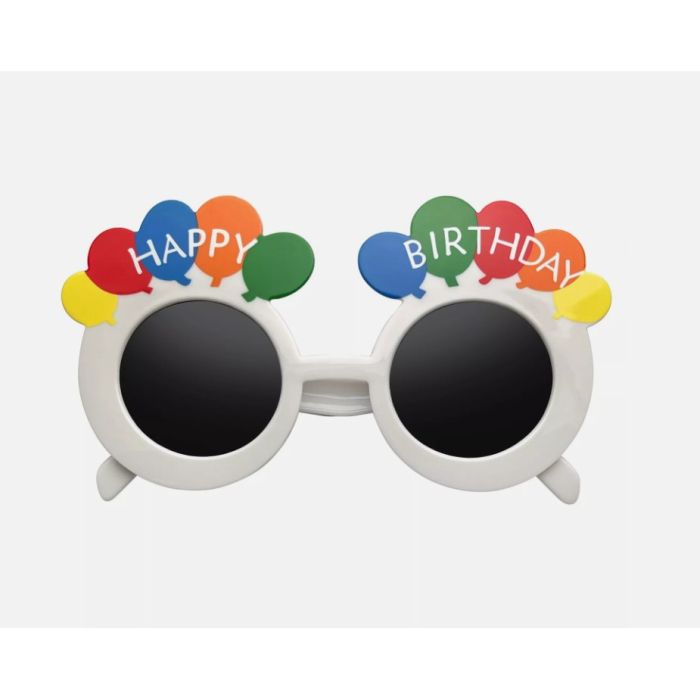 Ochelari Rotunzi Happy Birthday, , Tematica Aniversare, Protectie Soare, din Plastic, 18.5x11.5 cm, Alb [3]