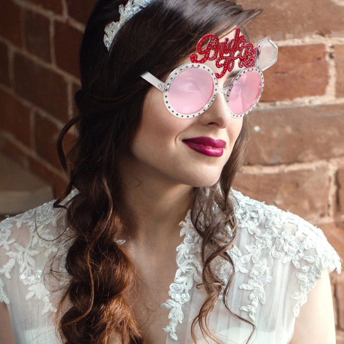 Ochelarii Decorativi, , Tema Nunta, Model Bride to Be, din Plastic, Roz [2]