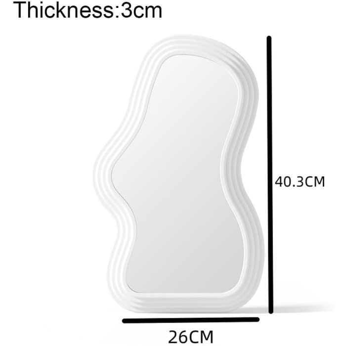Oglinda de Perete, , Decorativa, pentru Baie, Dormitor, Sufragerie, Model Minimalist, Forma Asimetrica, 40.3x26 cm, Alb [10]