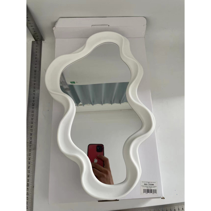 Oglinda de Perete, , Decorativa, pentru Baie, Dormitor, Sufragerie, Model Minimalist in Forma de Nor, 41x26 cm, Alb [2]