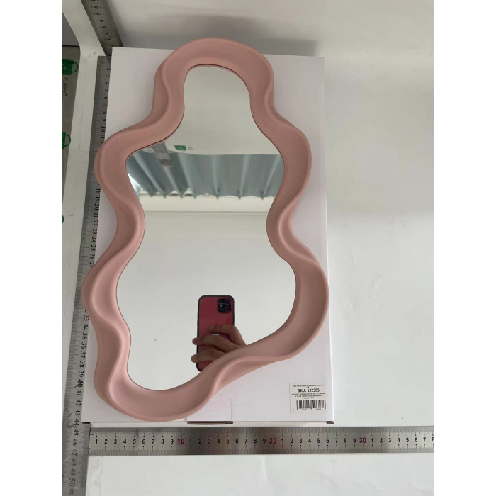 Oglinda de Perete, , Decorativa, pentru Baie, Dormitor, Sufragerie, Model Minimalist in Forma de Nor, 41x26 cm, Roz [2]