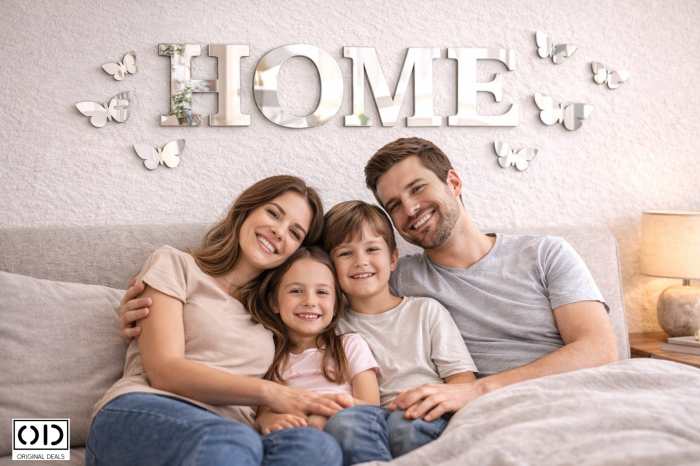 Oglinda Decorativa Text HOME cu Fluturasi Set 34 Bucati – ORIGINAL DEALS [3]