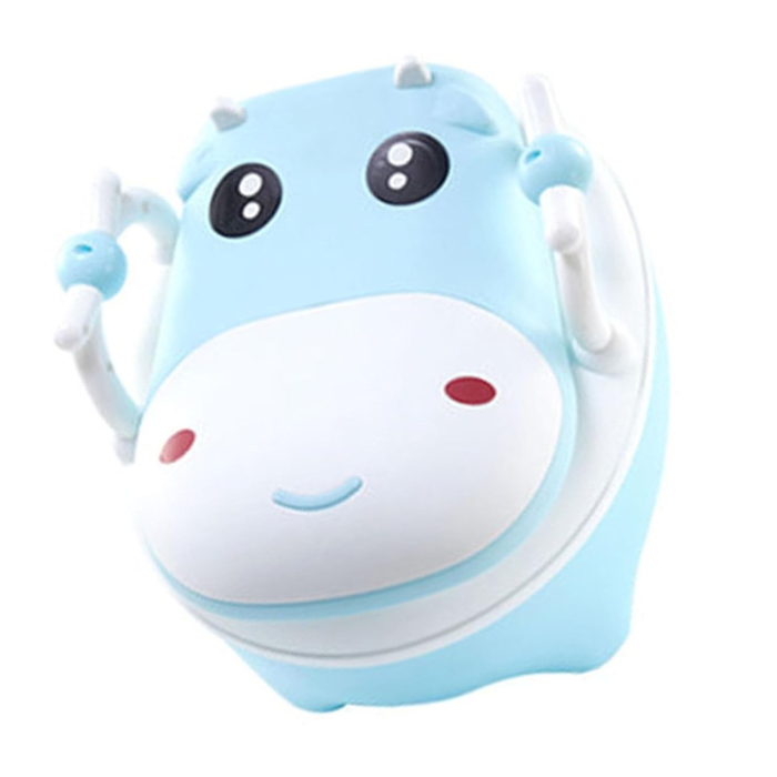 Olita pentru Copii, , +1an, Portabila, Design Vacuta cu Capac, Model Prietenos, Non-Toxic, cu Manere, Compartiment Detasabil, Perie Inclusa, Usor de Curatat, Albastru [4]