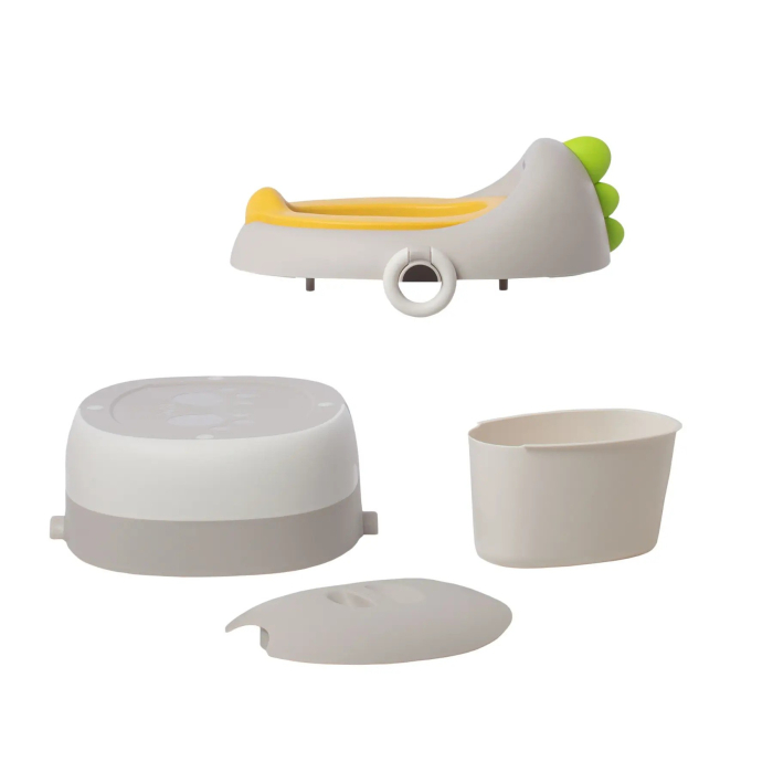 Olita pentru Copii, , 3 in 1, Detasabila, Inaltator, Reductor WC, cu Capac, 100 de Saci de Unica Folosinta, Gri [3]