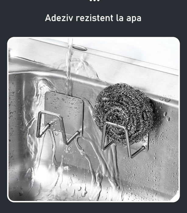 Suport Burete Autoadeziv pentru Chiuveta, Otel Inoxidabil, 5 x 5 x 3,5 cm, Gri | ORIGINAL DEALS [12]