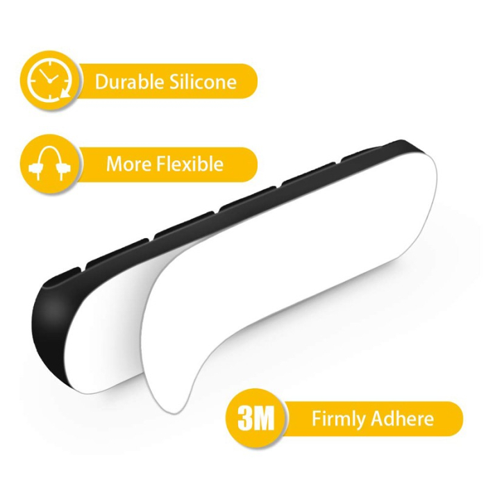 Organizator Cabluri, , Cable Clips, Fixare Dublu Adeziv, Silicon, 3 Sloturi, Negru [3]