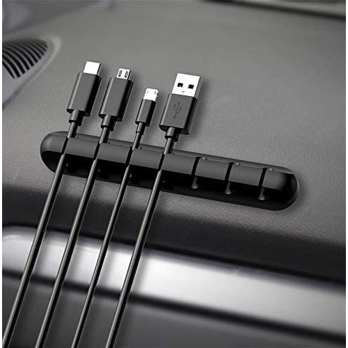 Organizator Cabluri, , Cable Clips, Fixare Dublu Adeziv, Silicon, 7 Sloturi, Negru [3]