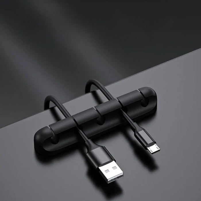 Organizator de Cabluri, , Autoadeziv, Multifunctional, 5 Locuri de Suport, 9.6x2.2cm, Negru [2]