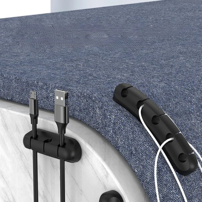 Organizator de Cabluri, , Autoadeziv, Multifunctional, 5 Locuri de Suport, 9.6x2.2cm, Negru [4]