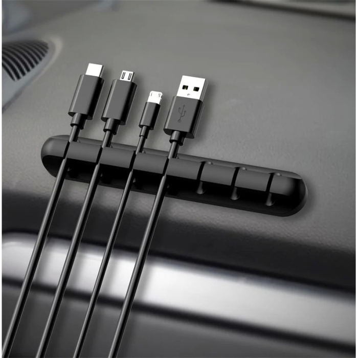 Organizator de Cabluri, , Autoadeziv, Multifunctional, 7 Locuri de Suport, 11.8x2.2cm, Negru [5]
