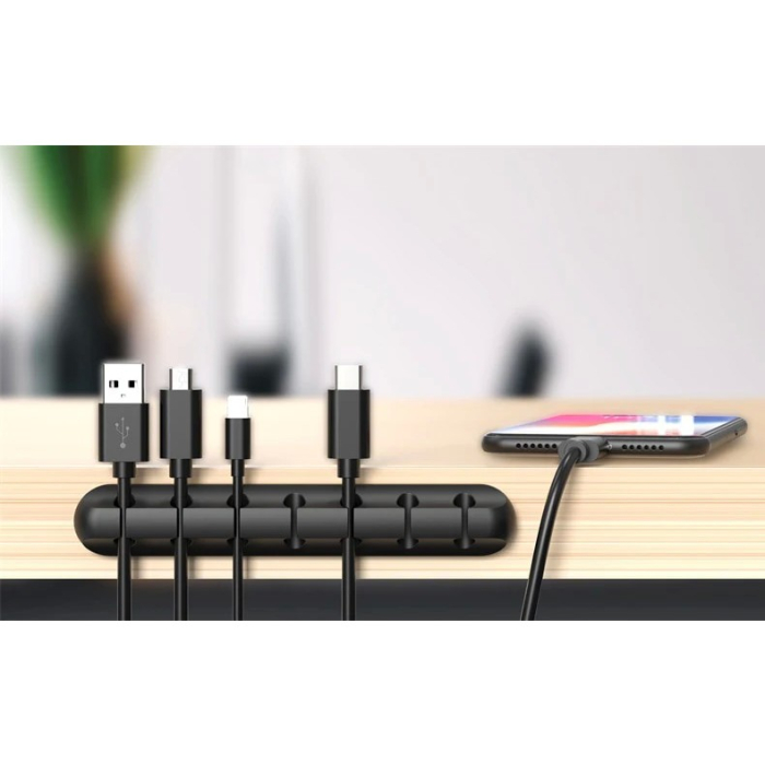 Organizator de Cabluri, , Autoadeziv, Multifunctional, 7 Locuri de Suport, 11.8x2.2cm, Negru [4]