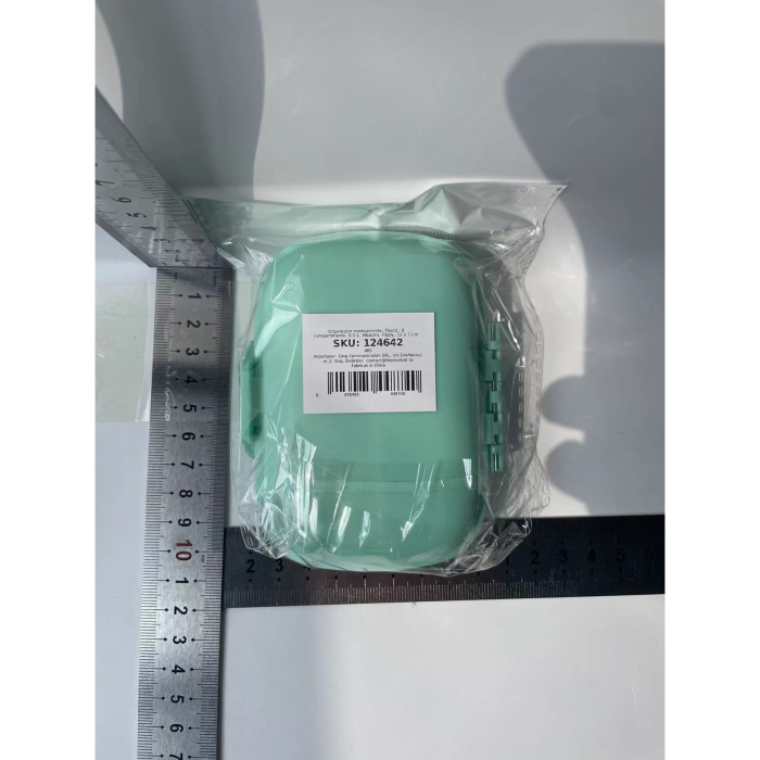 Organizator medicamente, Plastic, 8 compartimente, 0.1 L, Albastru, , 11 x 7 cm [6]