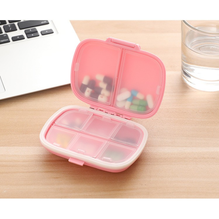 Organizator medicamente, Plastic, 8 compartimente, 0.1 L, Roz, , 11 x 7 cm [5]