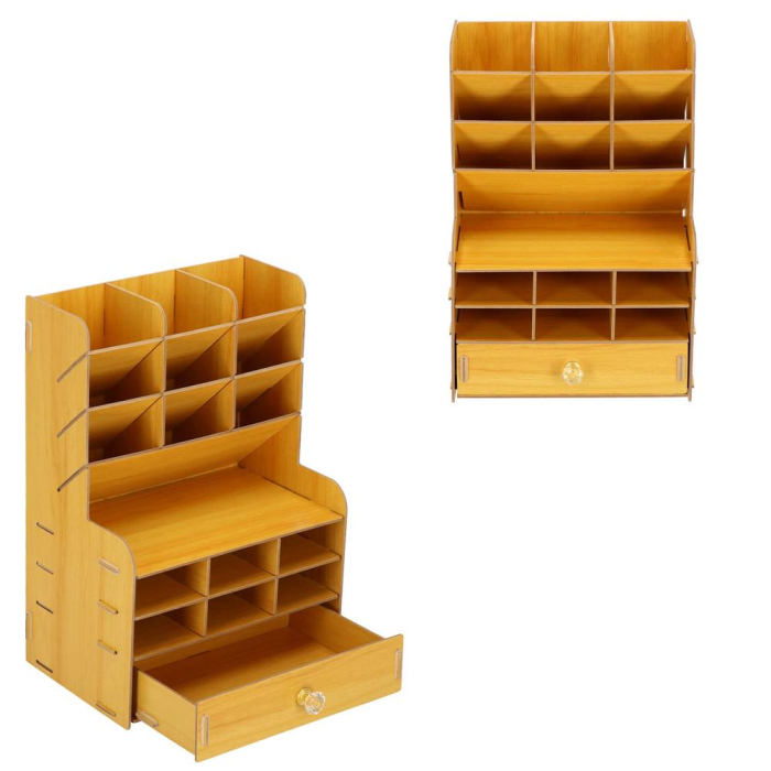 Organizator pentru birou, din lemn, cu 15 compartimente si sertar [9]