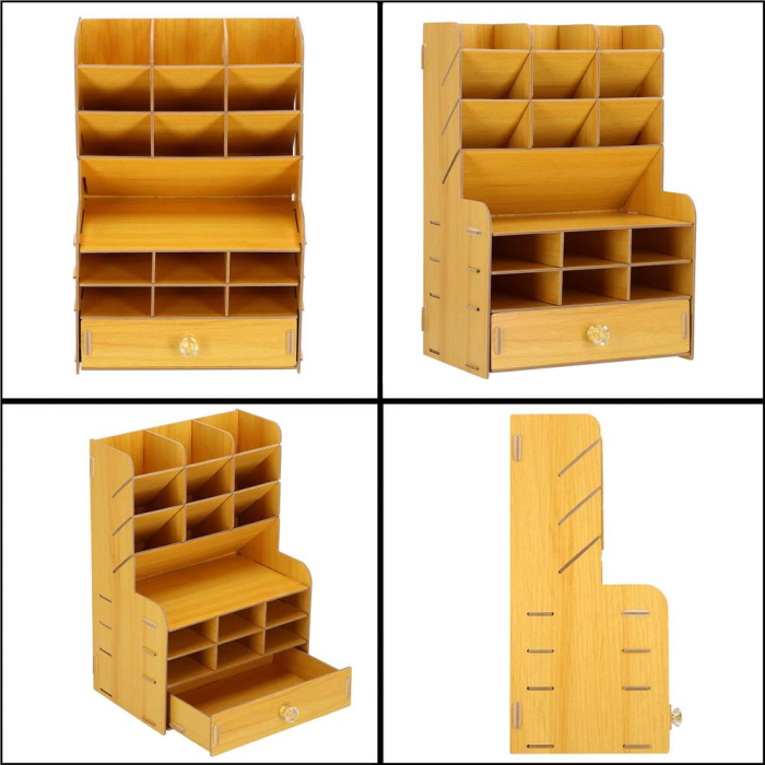 Organizator pentru birou, din lemn, cu 15 compartimente si sertar [22]