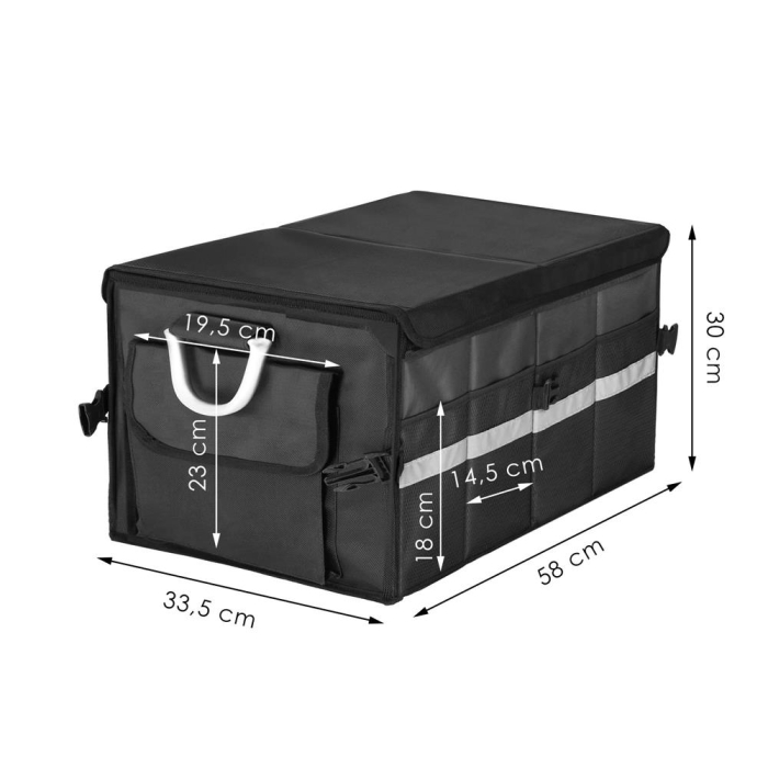 Organizator pentru portbagaj tip lada, cu buzunare laterale, pliabil, 30x58x33cm, negru [21]