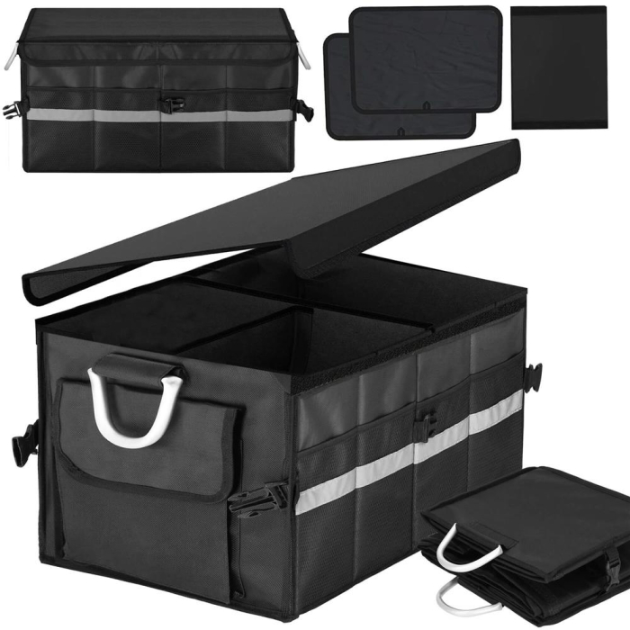 Organizator pentru portbagaj tip lada, cu buzunare laterale, pliabil, 30x58x33cm, negru [3]