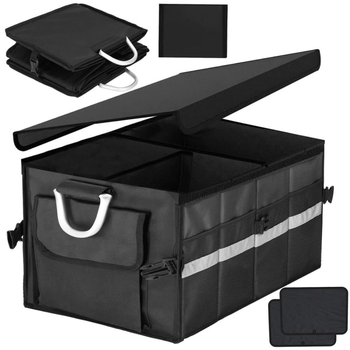 Organizator pentru portbagaj tip lada, cu buzunare laterale, pliabil, 30x58x33cm, negru [12]