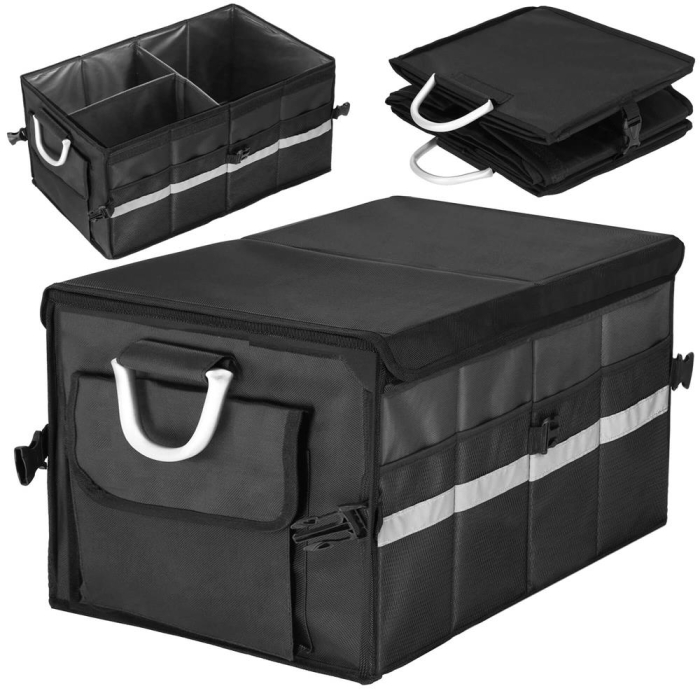 Organizator pentru portbagaj tip lada, cu buzunare laterale, pliabil, 30x58x33cm, negru [8]