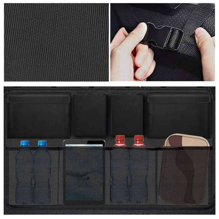 Organizator pentru spatarul masinii, cu 8 buzunare, 88x46cm, negru [16]