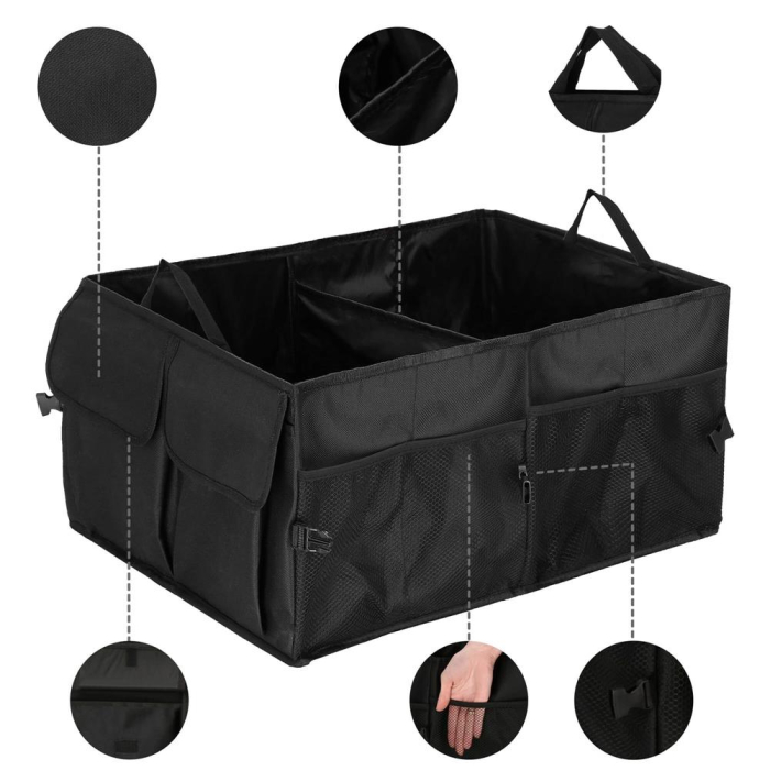 Organizator portbagaj pliabil, compartimentat, rezistent la apa, 56x40x26cm, negru [9]