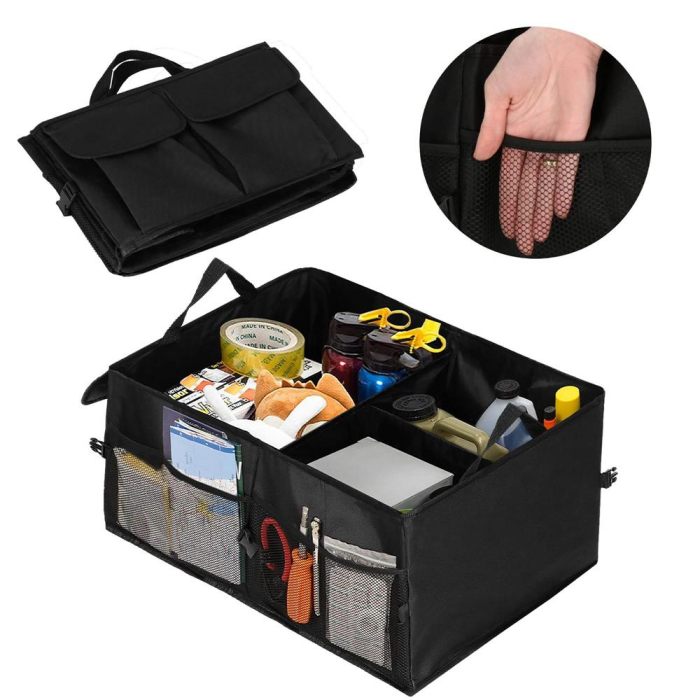 Organizator portbagaj pliabil, compartimentat, rezistent la apa, 56x40x26cm, negru [2]