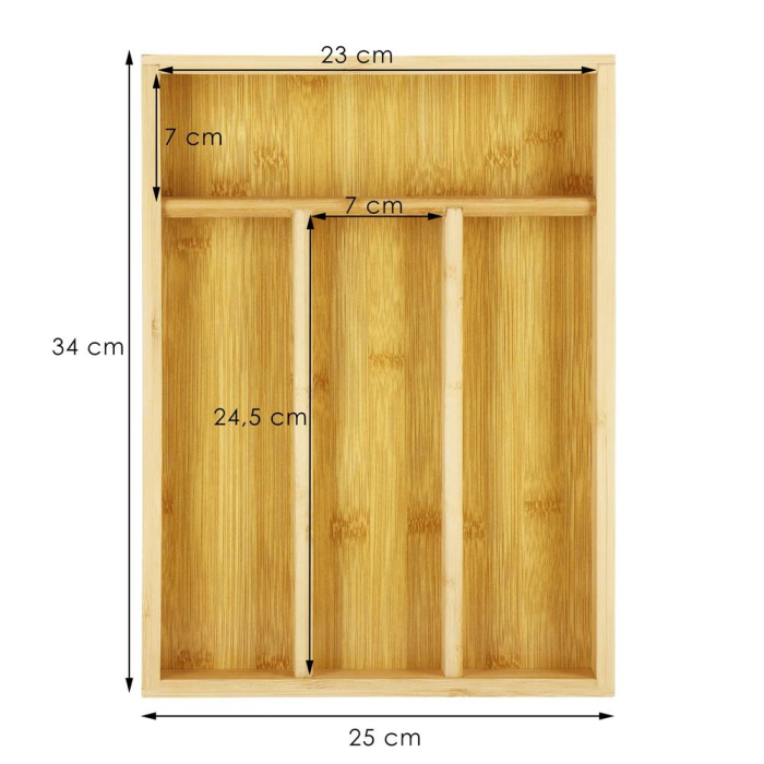 Organizator tacamuri si ustensile bucatarie, bambus, 25x34x4.5cm [16]