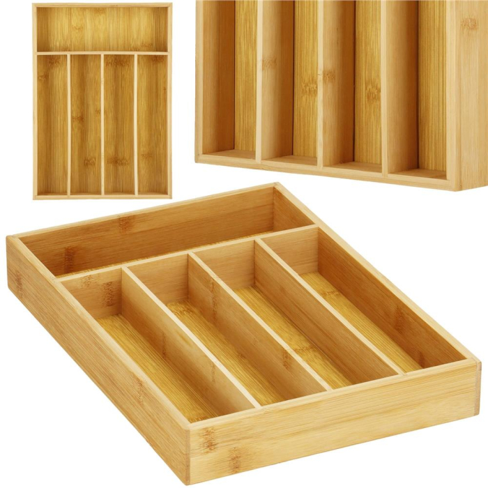 Organizator tacamuri si ustensile bucatarie, bambus, 25x35x5cm [6]